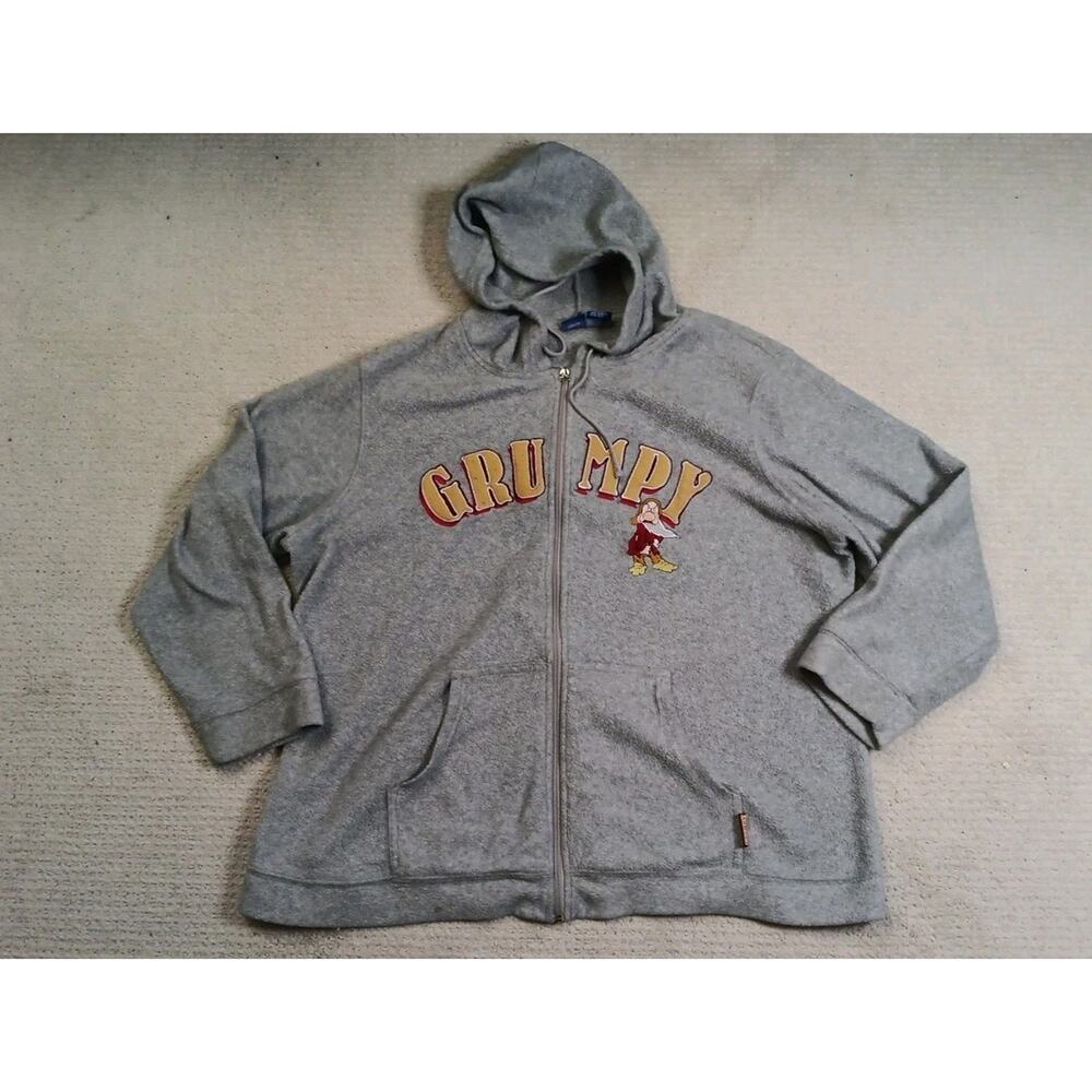 Disney Grumpy Fleece Zip Up Sweatshirt Hoodie Womens 2X Gray